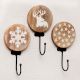 Brown Wooden Christmas Theme Wall Hooks For Kids - Pack of 3